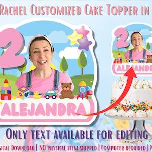 Custom Ms. Rachel Pink Cake Topper: Editable Birthday Party Decor (Canva Template)