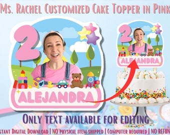 Customized Ms. Rachel Cake Topper in Pink | Ms. Rachel Birthday Party Decorations, Various Sizes, PNG, PDF, Ready to Edit, Canva Template,