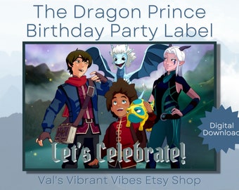 Dragon Prince Birthday Party Label: 3"x2" Printable (PDF)