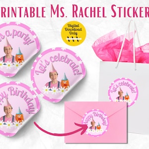 Ms. Rachel Birthday Stickers | Happy Birthday, It's a Party, Let's Celebrate | Instant Download | Printable Birthday | Digital Download