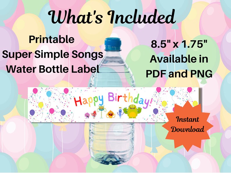 Super Simple Songs Water Bottle Label Printable Party - Etsy