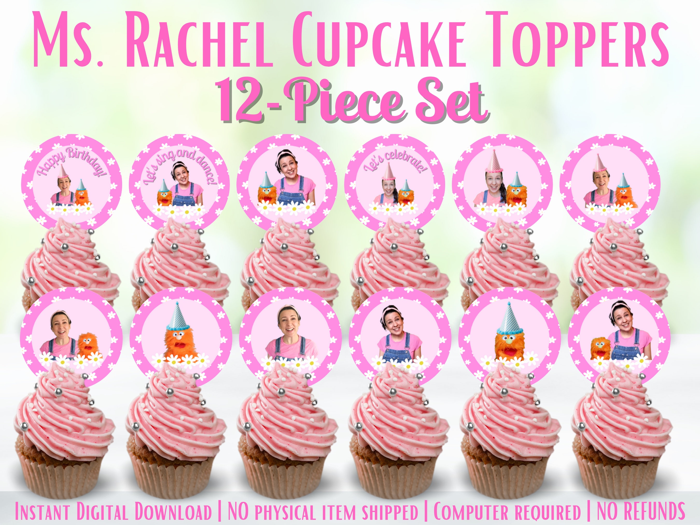 Ms. Rachel Cupcake Toppers: 12-piece Birthday Set (digital Download) - Etsy