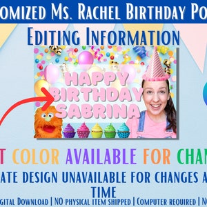 Customized Ms. Rachel Happy Birthday Poster | Instant Download ...