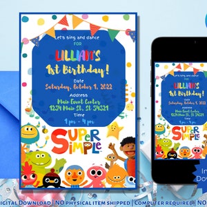 Customized Super Simple Songs Party Invitation | Edit and Customize | Printable | Digital Download | Birthday and Celebrations