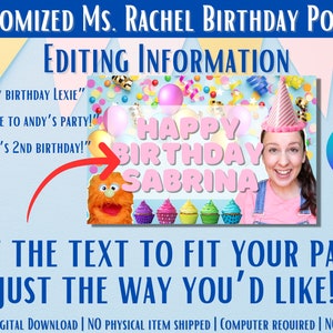 Customized Ms. Rachel Happy Birthday Poster | Instant Download ...