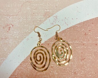 Polished Brass Spiral Earrings