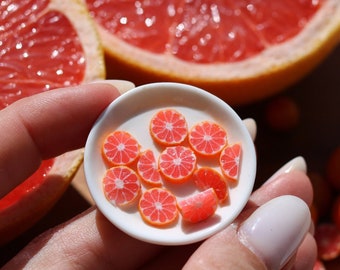 10 slices of grapefruit , Dollhouse food, Food for dollhouse, Mini food, Doll food, Miniature fruits , Miniatures, Mini grapefruit