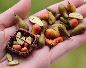 Poires miniatures pour une maison de poupée, fruits réalistes à l’échelle 1/12 et 1/6, fruits réalistes Poires miniatures