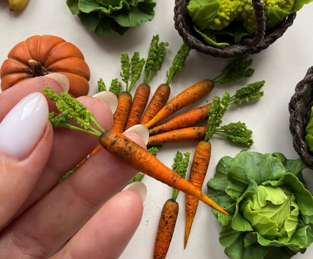 Mini Carrots For Crafts Miniature Vegetables Wholesome Dollhouse