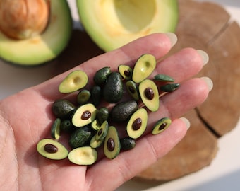 Miniature avocados, Miniature food, Food for dollhouse, Dollhouse food, Miniatures, Miniature veggies and fruits, Mini avocado