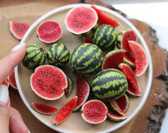 Stuk watermeloen Miniatuur Watermeloen Fruit Clay Mini Fruit Poppenhuis Handgemaakte 1/12 schaal en 1/6 schaal realistische vruchten, realistisch