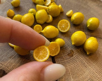 Limone in miniatura, Cibo per casa delle bambole, Cibo per bambole, Mini cibo, Cibo per bambole, Frutta e verdura in miniatura, Miniature, Mini arance