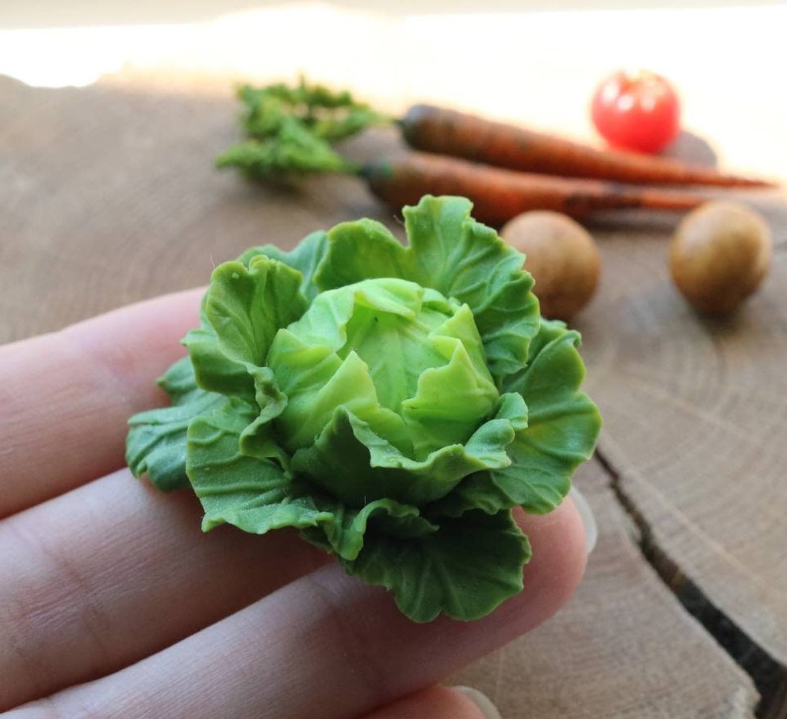 Cabbage for a Dollhouse in 1/6 and 1/12 Scale Miniature Vegetables for