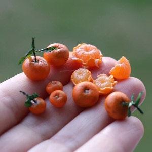 miniature tangerine , Dollhouse food, Food for dollhouse, Mini food, Doll food, Miniature fruits and vegetables, Miniatures, Mini tangerine