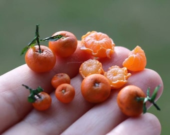 miniature tangerine , Dollhouse food, Food for dollhouse, Mini food, Doll food, Miniature fruits and vegetables, Miniatures, Mini tangerine