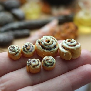 Miniatur Brötchen für Puppenhaus, Dessert für Puppenhaus in 1:12, 1/6 Skala, Nachtisch für Barbie, Nachtisch für Blythe