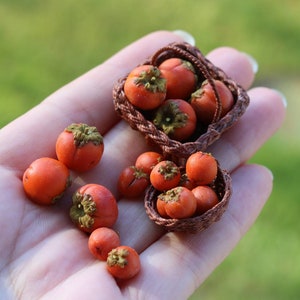 Miniature persimmon , Dollhouse food, Food for dollhouse, Mini food, Doll food, Miniature fruits and vegetables, Miniatures, Mini oranges