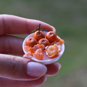 miniature tangerine , Dollhouse food, Food for dollhouse, Mini food, Doll food, Miniature fruits and vegetables, Miniatures, Mini tangerine