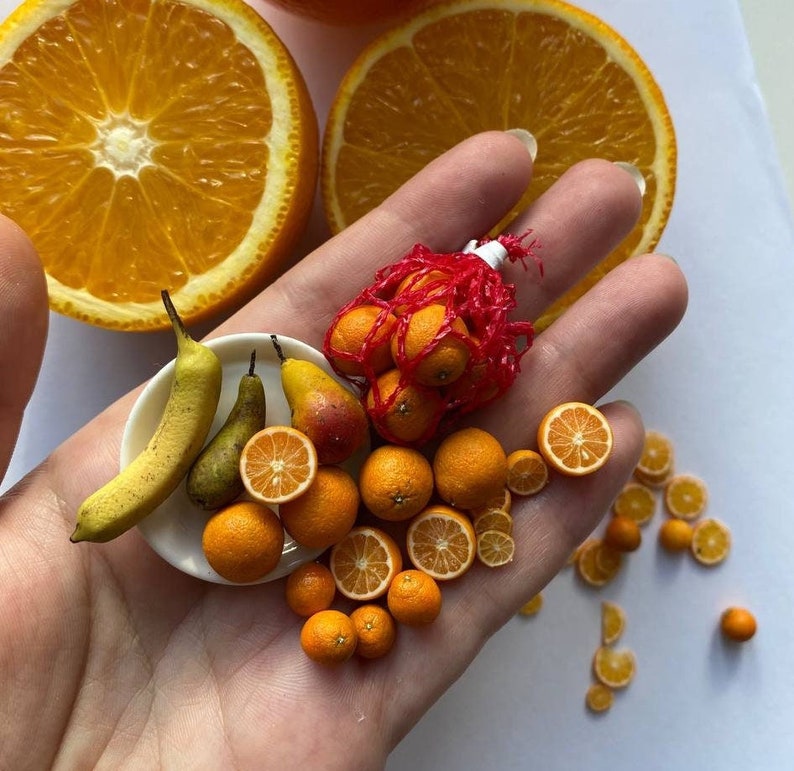 Miniature oranges, Dollhouse food, Food for dollhouse, Mini food, Doll food, Miniature fruits and vegetables, Miniatures, Mini oranges image 1