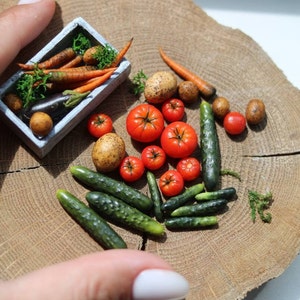 Tomatoes and cucumbers for a dollhouse in 1/6 scale Miniature  Vegetables For Dollhouse 1:6 Scale Mini Vegetables Dollhouse Accessories