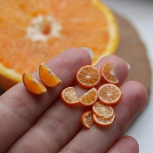 10 Large Polymer Clay Orange Tangerine Fruit Slices, Faux Fruit, Miniature  Fruit, #312a