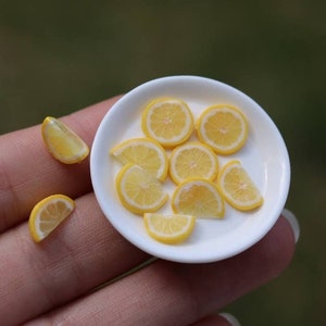 10 slices of lemon , Dollhouse food, Food for dollhouse, Mini food, Doll food, Miniature fruits and vegetables, Miniatures, Mini oranges