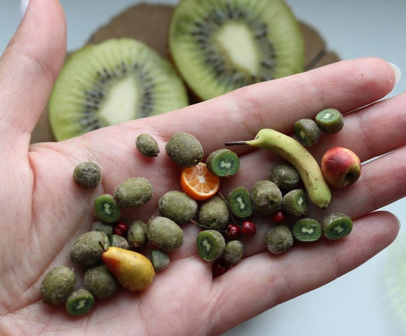 Miniature kiwi for a dollhouse, 1/12 and 1/6 scale realistic fruits, realistic fruits Mini kiwi image 1