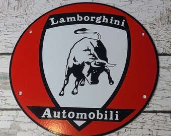Vintage Lamborghini Porcelain Automobile Gas Service Station Pump Sign