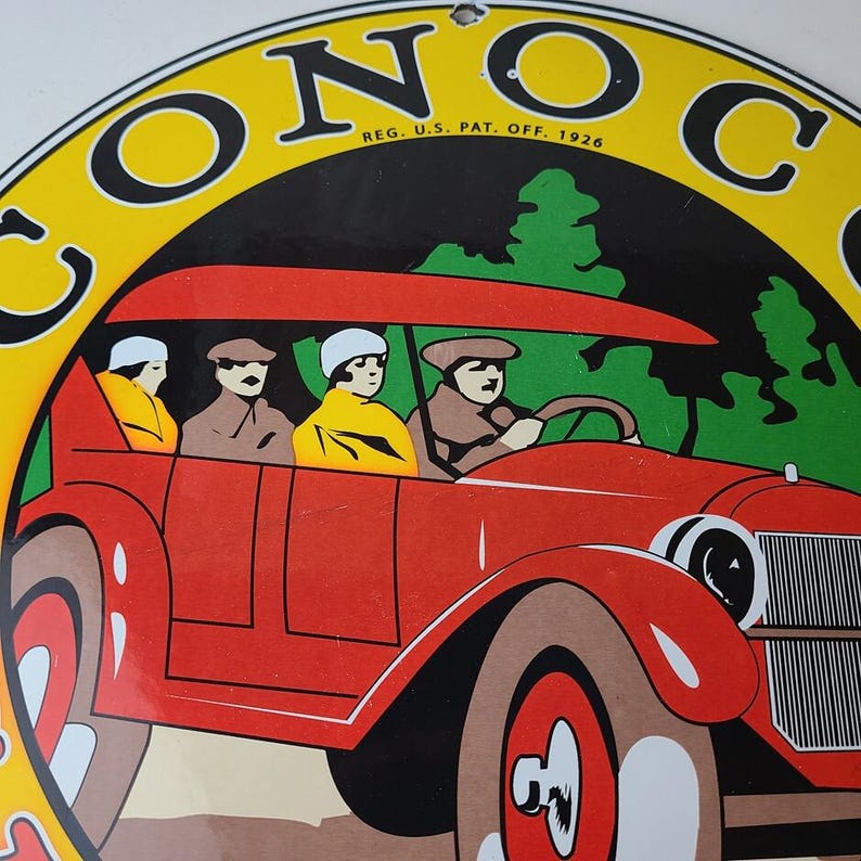 Vintage Conoco Gasoline Porcelain Sign - Automobile Gas Service ...