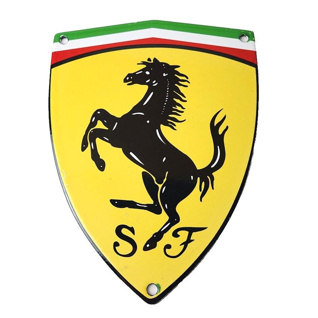 Vintage Ferrari Sign - Italian Racing Shield Badge Porcelain Auto Gas ...