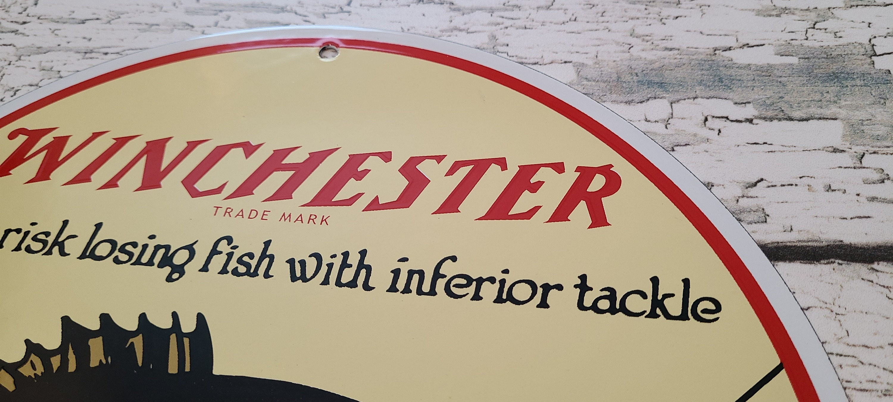 Vintage Winchester Porcelain Fishing Outdoor Bait and Tackle Etsy