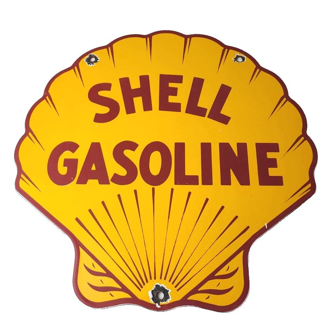 Vintage Shell Gasoline Sign - Clam Shell Porcelain Gas Pump Service ...