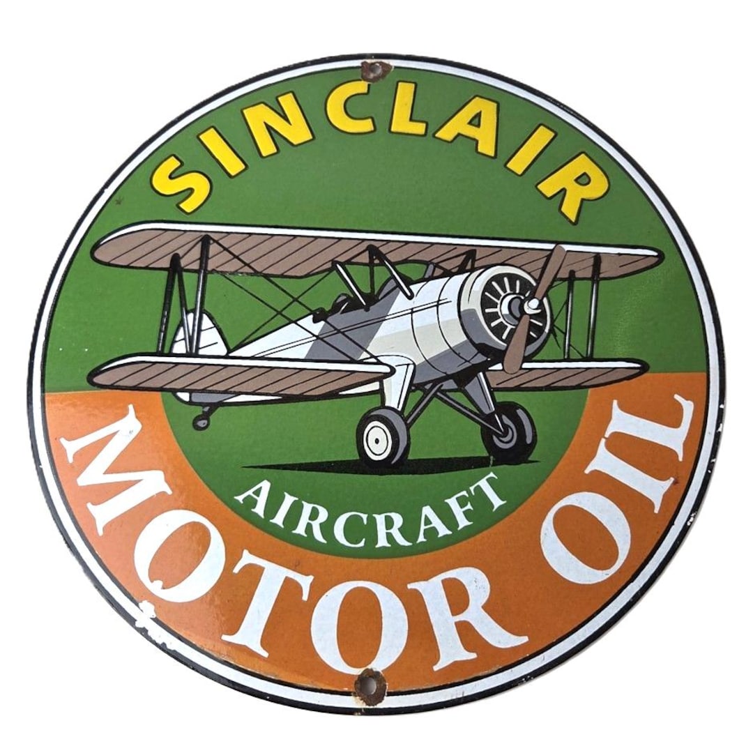 Vintage Sinclair Gasoline Sign - Aircraft Aviation Airplane Gas ...
