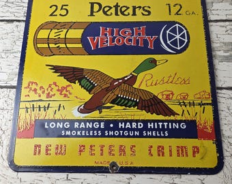 Vintage Peters Ammunition Sign - Firearm Rifles Shotgun Shell Gas Porcelain Sign