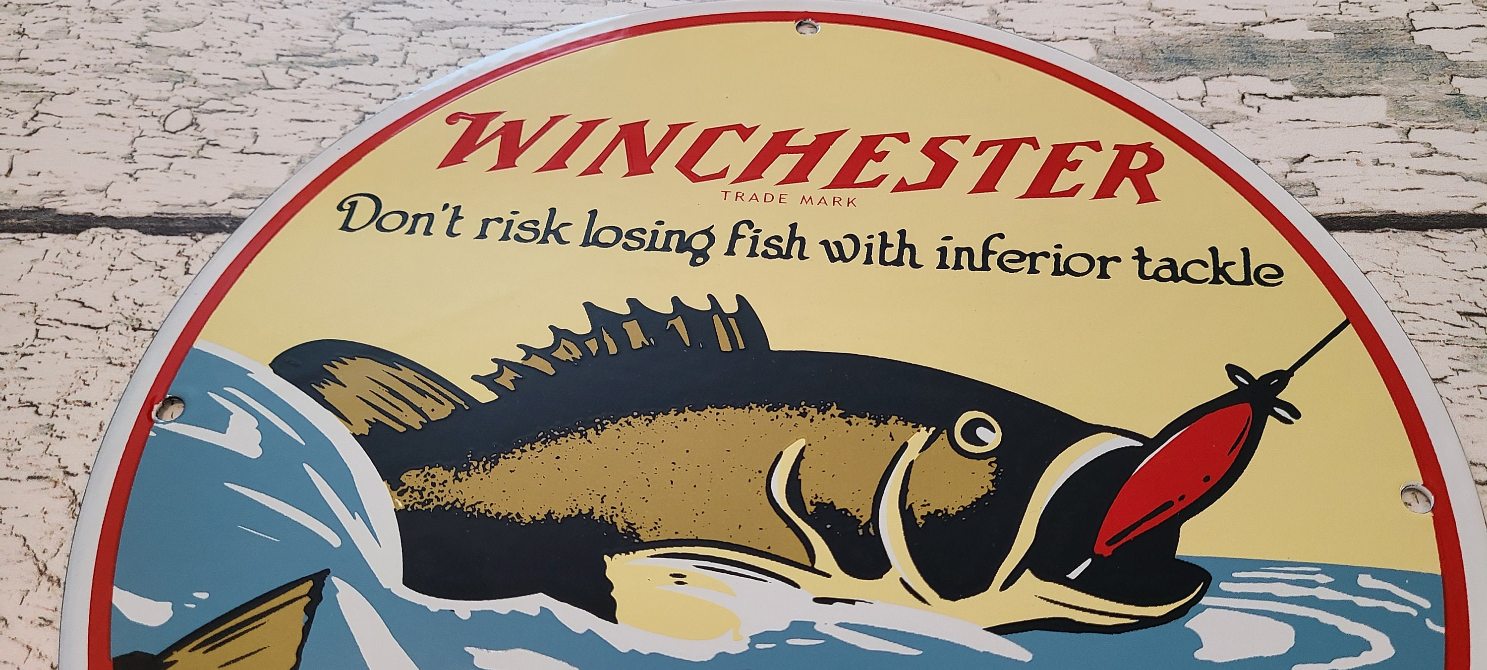 Vintage Winchester Porcelain Fishing Outdoor Bait and Tackle Etsy