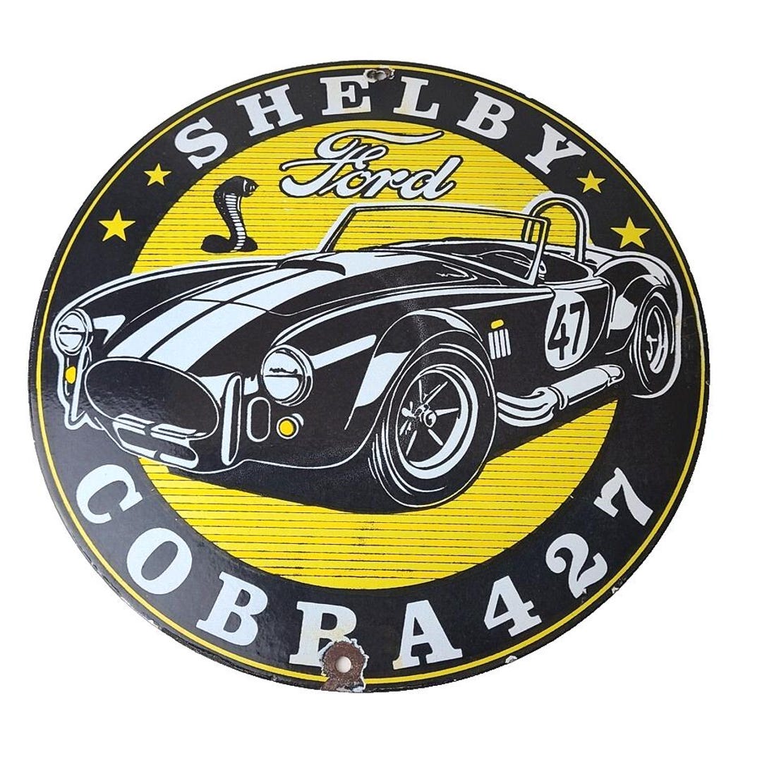Vintage Shelby Motors Porcelain Sign - Cobra 427 Gas Pump Automotive ...