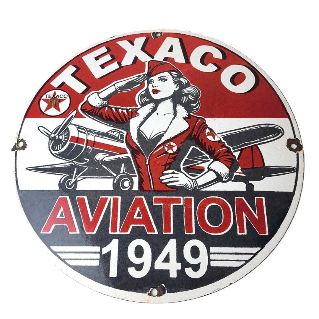 Vintage Texaco Gasoline Gas Pump Sign - Aviation Porcelain Sign - Etsy