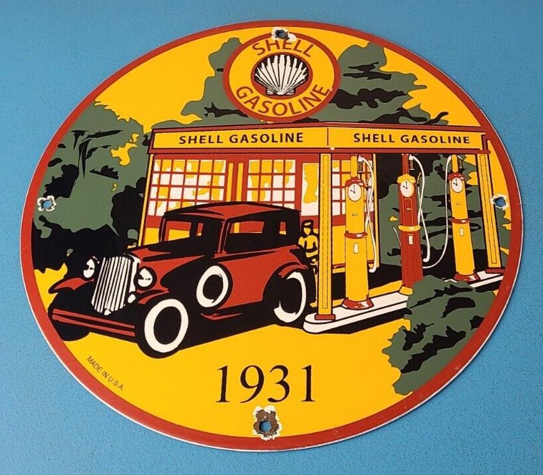 Vintage Shell Gasoline Sign - Shell Clam Gas Car Pump Porcelain Sign - Etsy