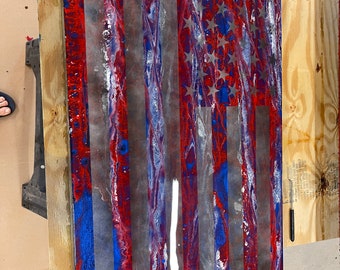 Custom epoxy American flag 19” x 36”