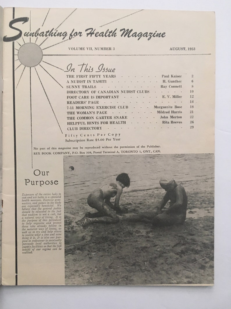 Sunbathing for Health Magazine August 1953 Vol.7 No.3 Out of Etsy