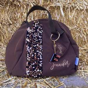 Riding helmet bag Personalized helmet bag in brown