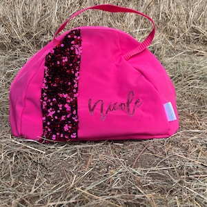 Riding helmet bag, personalized helmet bag in fuchsia