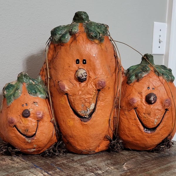Vintage Paper Mache Halloween Pumpkins Etsy