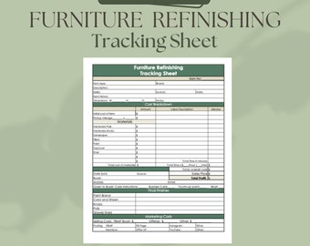 Furniture Refinishing Tracking Sheet