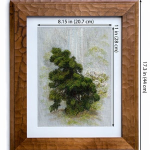 Image de broderie de style réaliste, arbre à broder, cascade dans la forêt, objet d'art de collection image 4