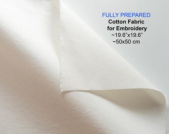 Cotton Fabric Big Size ~19.6"x19.6” (50x50 cm) for Hand Embroidery