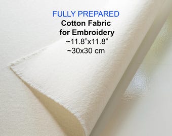 Cotton Fabric Size ~11.8"x11.8” (30x30 cm) for Hand Embroidery