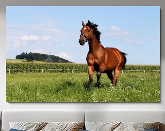 ZXHYWYM 馬 キャンバス ウォールアート 黒馬 ピクチャープリント 大