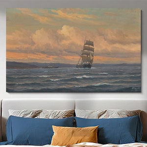Martin Aagaard Seascape Canvas Art: Sailboat & Steamboat Print
