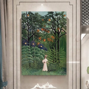 Henri Rousseau - Woman Walking in an Exotic Forest  Wall Art, Reproduction Canvas Art, Famous Painting, Modern Print Art, Gift for Home